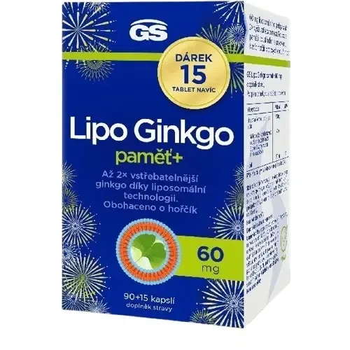 GS Lipo Ginkgo paměť+ 60mg 90 + 15 kapslí