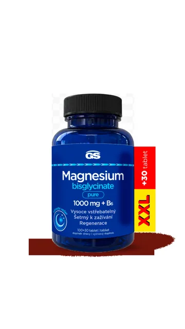 GS Magnesium bisglyc.pure 1000mg+B6 tbl.100+30 XXL