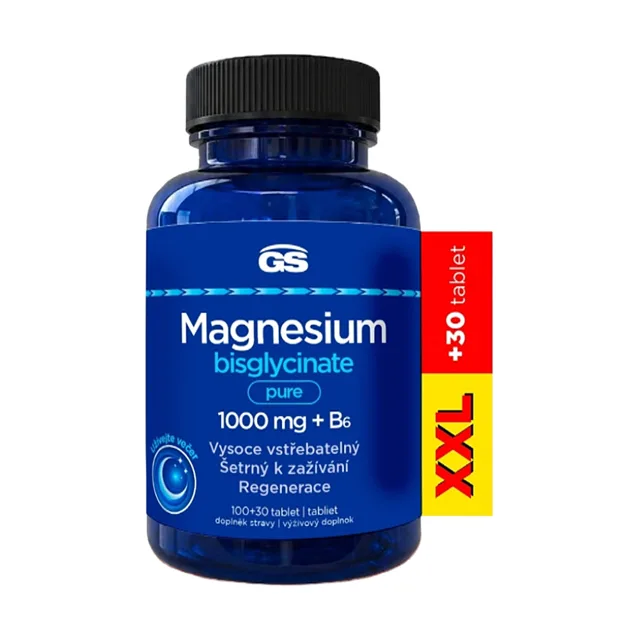 GS Magnesium bisglycinate pure 1000 mg + B6 100 + 30 tablet NAVÍC