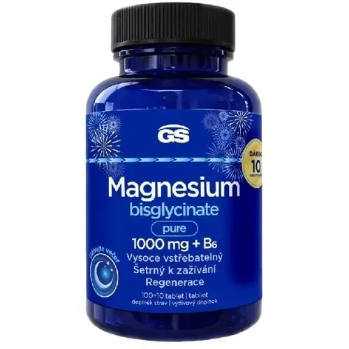 GS Magnesium bisglycinate pure 1000mg+B6 100 + 10 tablet NAVÍC