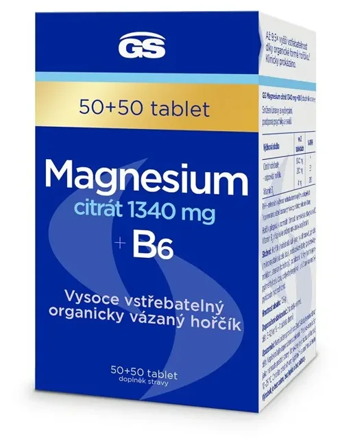 GS Magnesium citrát 1340mg + B6 50 + 50 tablet