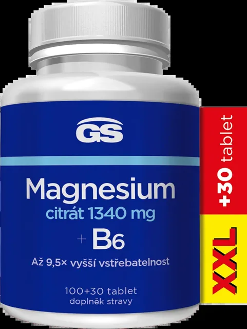 GS Magnesium citrát 1340mg+B6 XXL 100+30 tablet