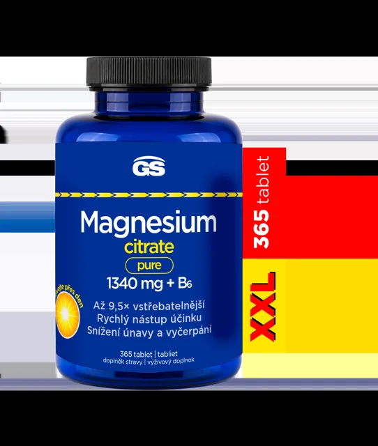 GS Magnesium citrát pure 1340 mg + B6 XXL 365 tablet