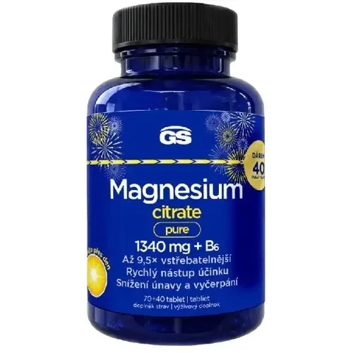 GS Magnesium citrát pure 1340mg+B6 70+40 tablet