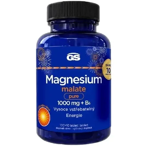 GS Magnesium malate pure 1000mg+B6 100 + 10 tablet NAVÍC