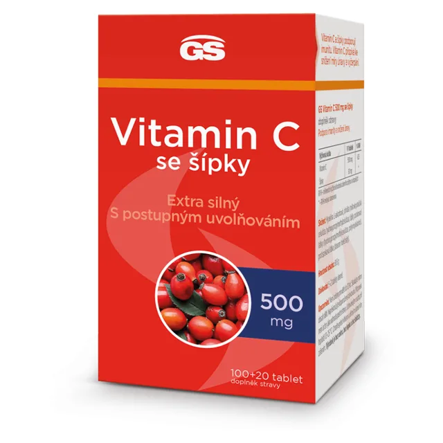 GS Vitamin C 500 mg se šípky 100 + 20 tablet