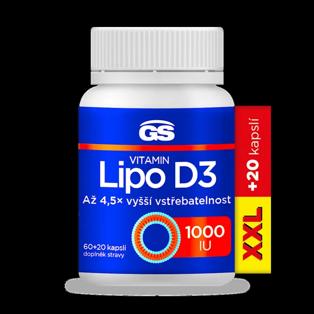 GS Vitamin Lipo D3 1000 IU XXL 60 + 20 kapslí