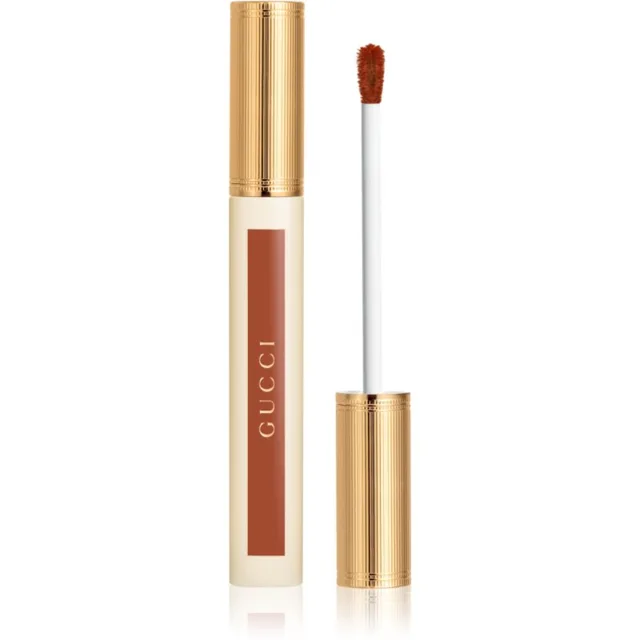 Gucci Gucci Beauty Glow Oil-In-Water Tint Liquid Lipstick lesklá hydratační tekutá rtěnka odstín 308 Lucy Dark Orange 6.5 ml