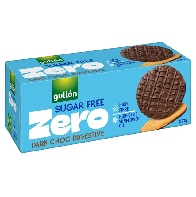 GULLÓN Digestive dark choc celozrnné sušenky polomáčené v tmavé čokoládě 270 g