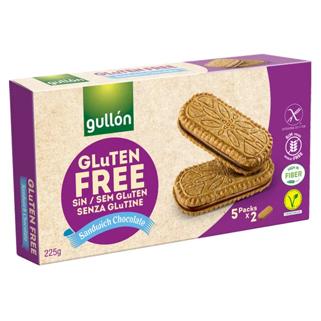 GULLÓN Sušenky bez lepku plněné čokoládovým krémem 225 g
