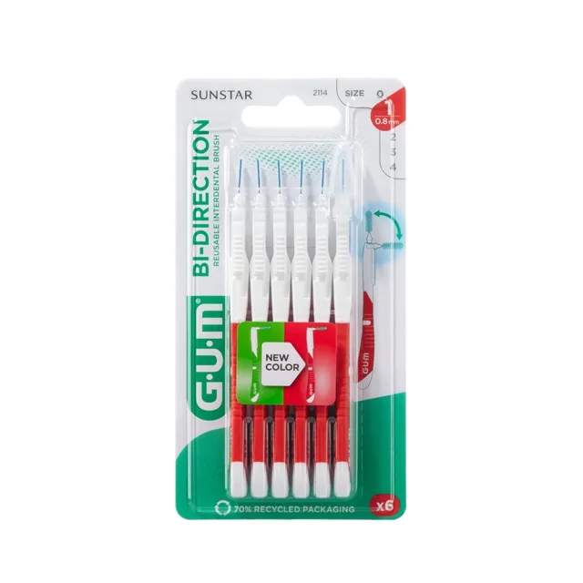 GUM BI DIRECTION ULTRA 0,8 mm červené (ISO 1) mezizubní kartáčky 6 ks