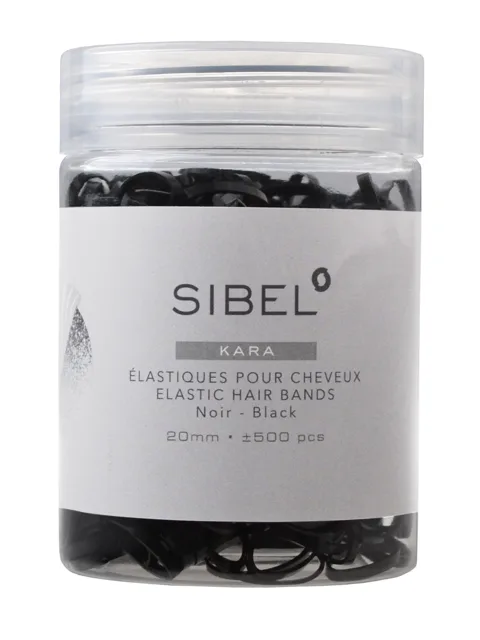 Gumičky do vlasů Sibel Kara Elastic - 20 mm, 500 ks, černé (4432959) + dárek zdarma