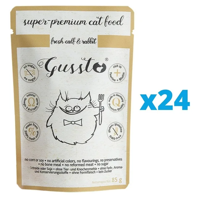GUSSTO Cat Fresh Calf &amp; Rabbit 24x85 g