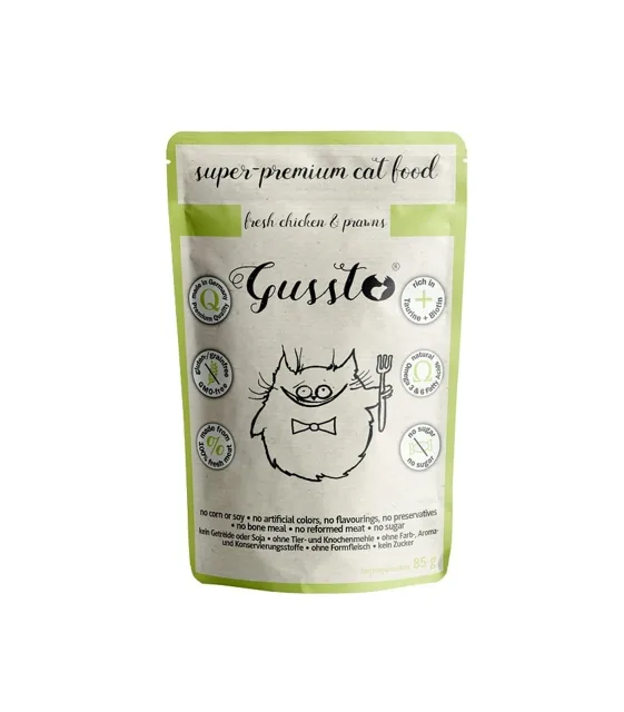 GUSSTO Cat Fresh Chicken Prawns sáček 85 g mokrá krmiva pro kočky kuřecí s krevetami