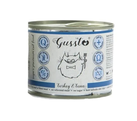 GUSSTO Cat Fresh Turkey &amp; Tuna 200g konzerva pro kočky