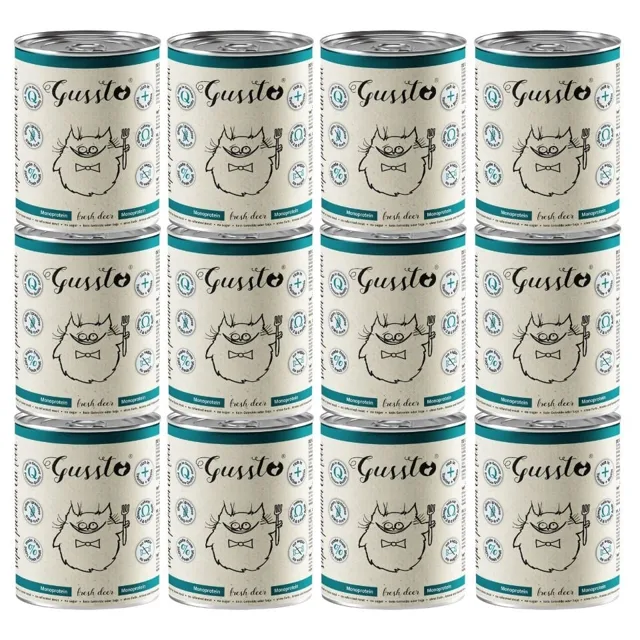 GUSSTO Fresh Deer 12x400 g čerstvý jelen, monoproteinové krmivo pro kočky