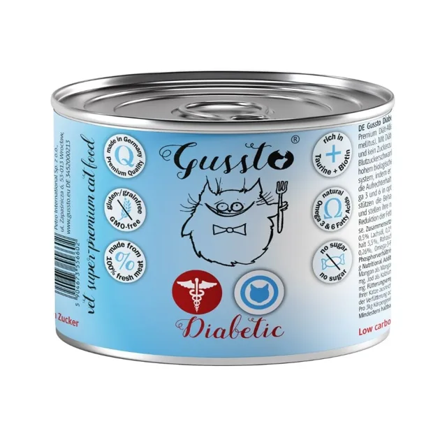 GUSSTO Vet Diabetic 200 g konzerva pro kočky trpící cukrovkou