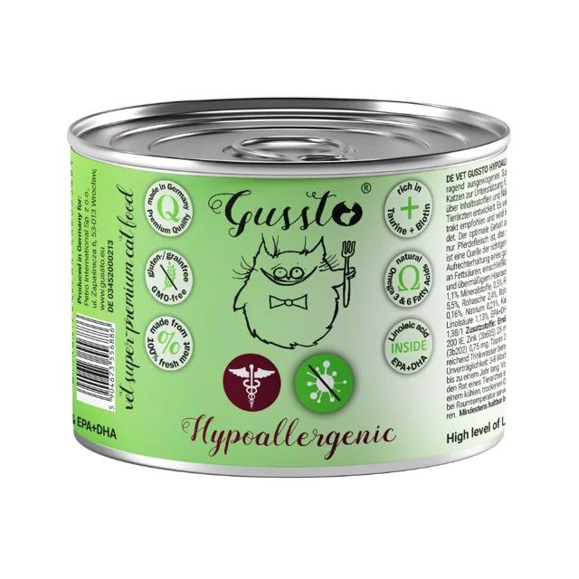 GUSSTO Vet Hypoallergenic 200 g dietetická konzerva pro kočky