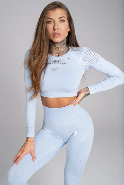 Gym Glamour Crop-Top bezešvý Dream Blue, M, modrá