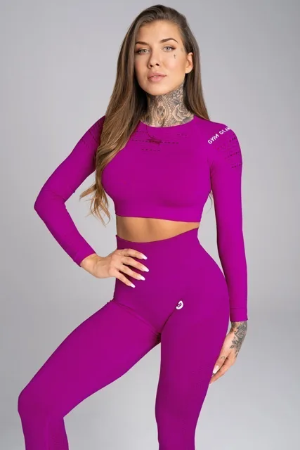 Gym Glamour Crop-Top bezešvý Flash, M, fialová