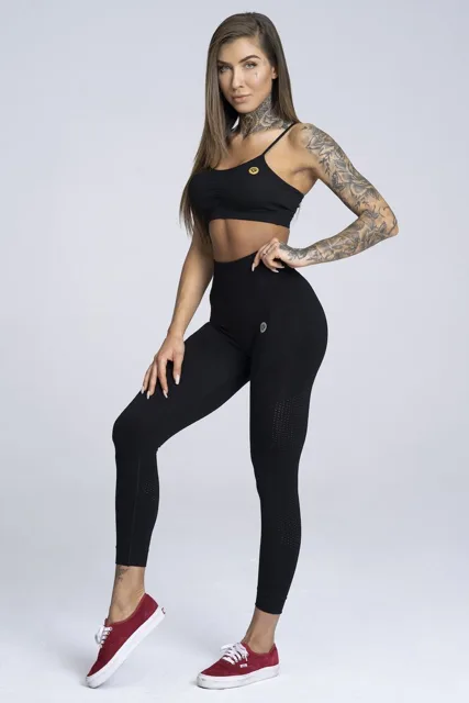 Gym Glamour Legíny bezešvé Black, L, černá