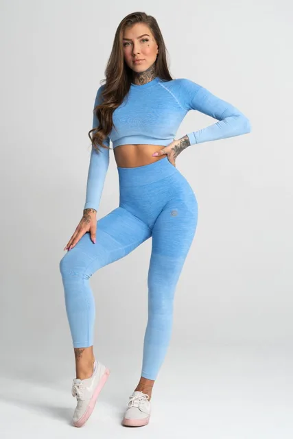 Gym Glamour Legíny bezešvé Blue Ombre, S, modrá
