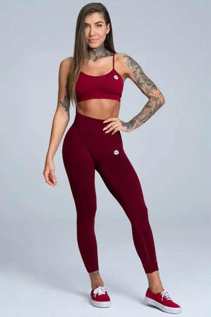 Gym Glamour Legíny bezešvé Bordo Melange, L, bordo