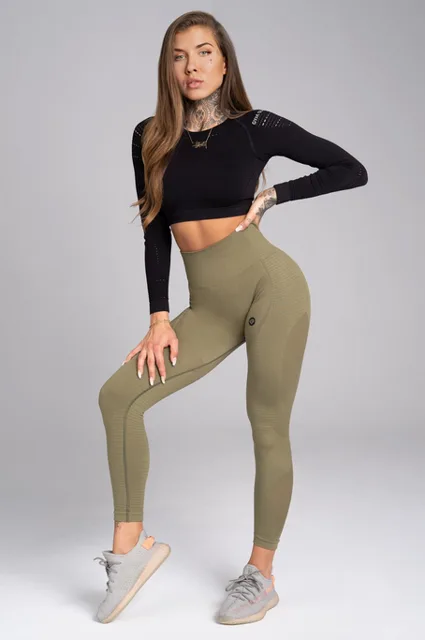 Gym Glamour Legíny bezešvé Combat Khaki, M, khaki