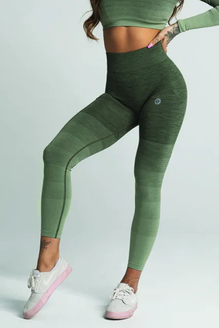 Gym Glamour Legíny bezešvé Khaki Ombre, XS, khaki