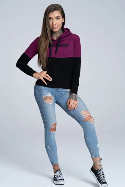 Gym Glamour Mikina 50/50 Berry&Black, XS, berry-černá