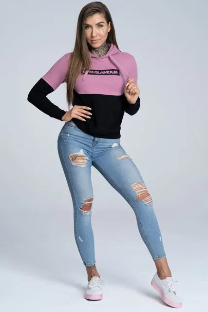 Gym Glamour Mikina 50/50 Pink&Black, XS, růžová-černá
