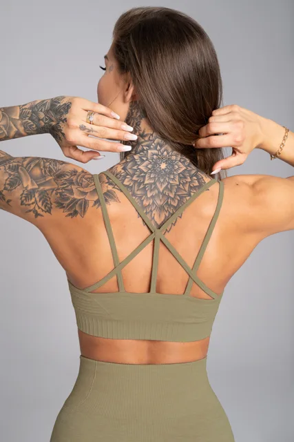 Gym Glamour Podprsenka bezešvá Combat Khaki, M, khaki