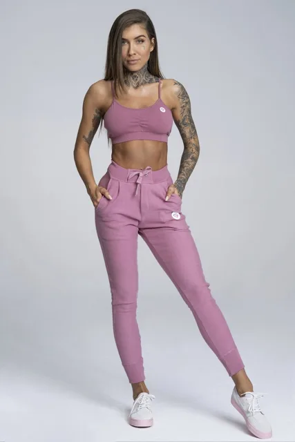 Gym Glamour Tepláky Boyfriend Dirty Pink, M, růžová