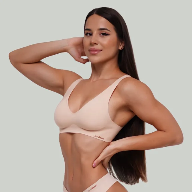 GymBeam Bezešvá podprsenka Beige