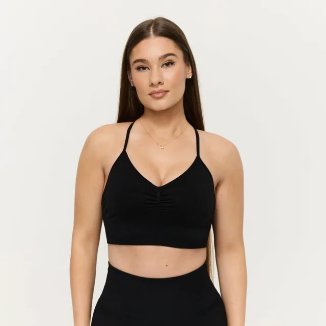 GymBeam Bezešvá sportovní podprsenka Sculpt Black