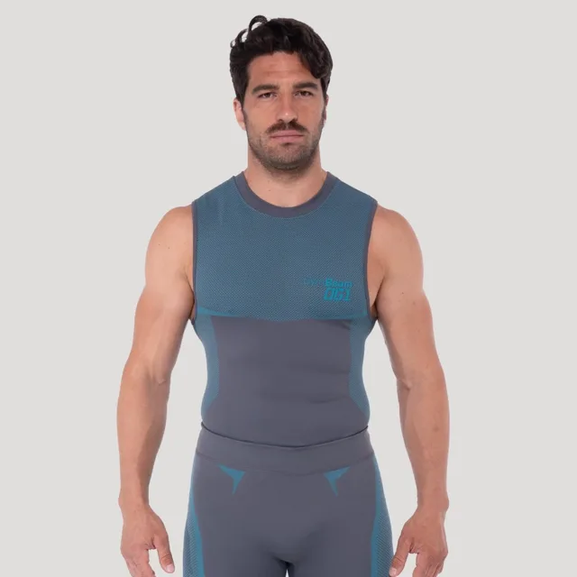 GymBeam Bezešvé tílko OG1 Grey/Blue