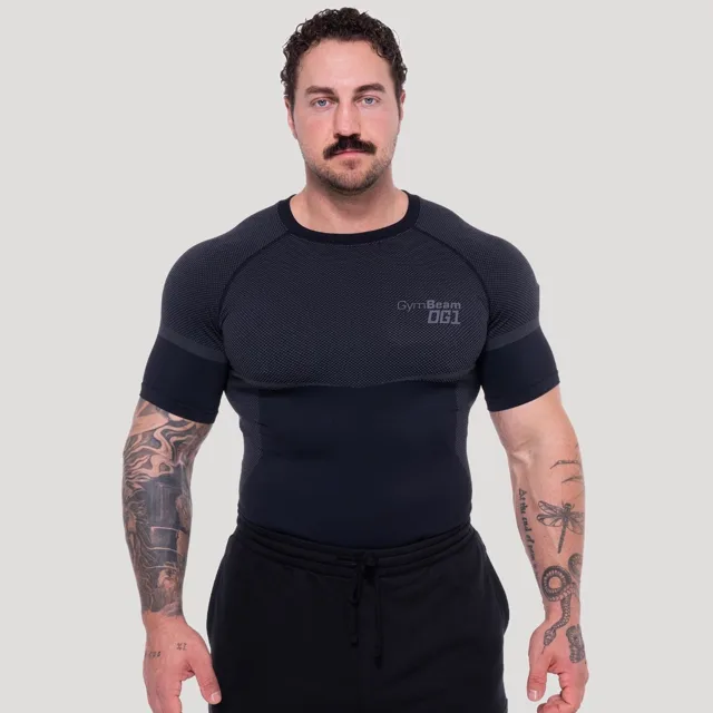 GymBeam Bezešvé tričko OG1 Black/Grey