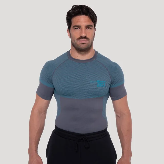 GymBeam Bezešvé tričko OG1 Grey/Blue