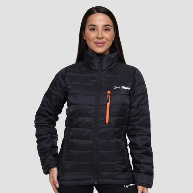 GymBeam Dámská bunda Puffer Black/Orange