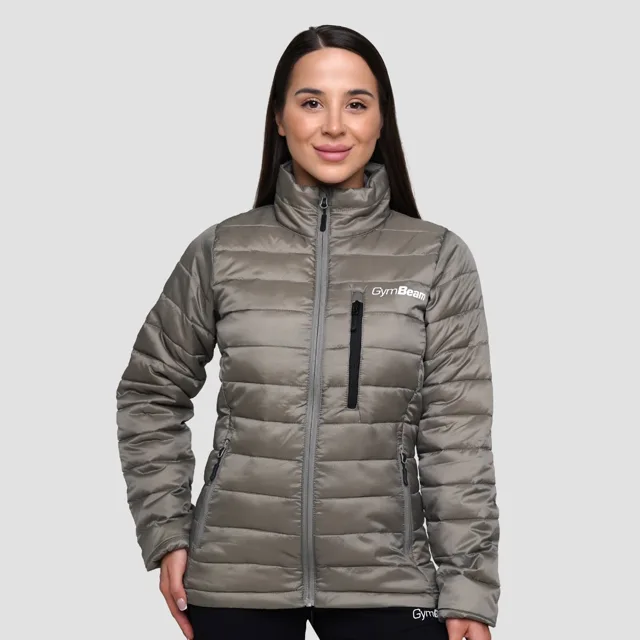 GymBeam Dámská bunda Puffer Vetiver/Black