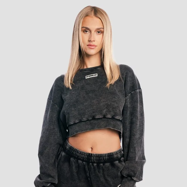GymBeam Dámská mikina Cropped Aura Washed Black