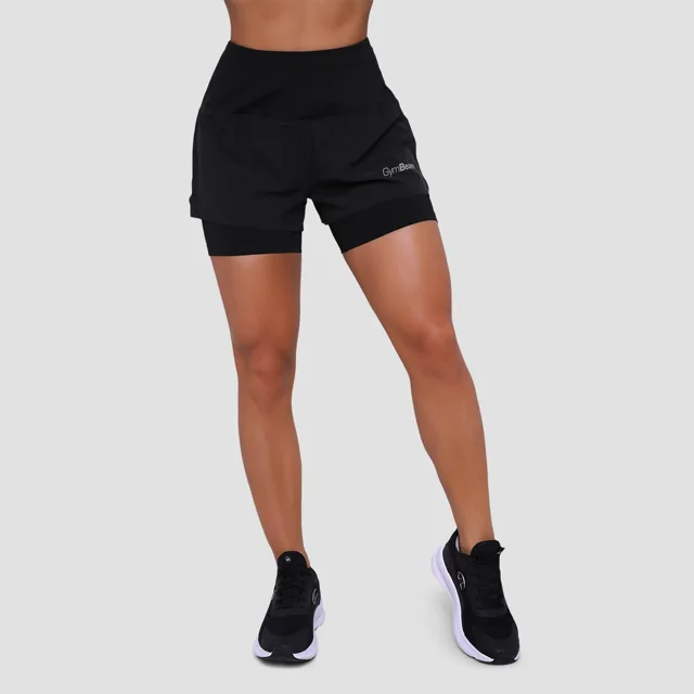 GymBeam Dámské běžecké šortky 2in1 Pulse Black