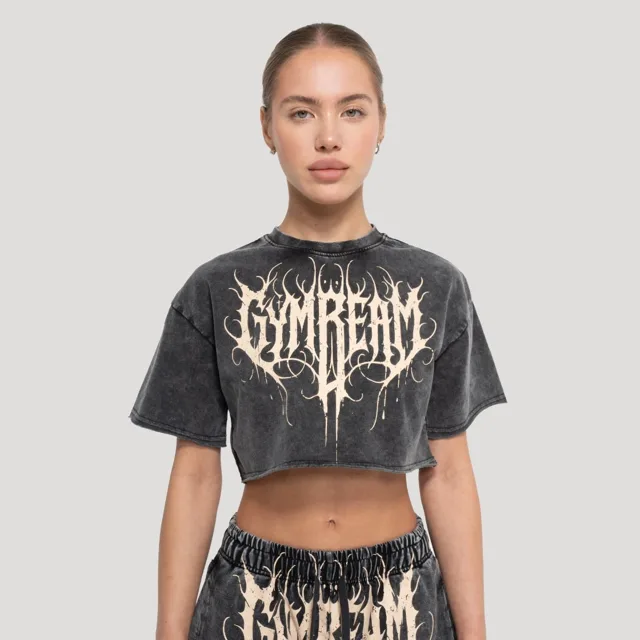 GymBeam Dámské cropped tričko Abyss Charcoal