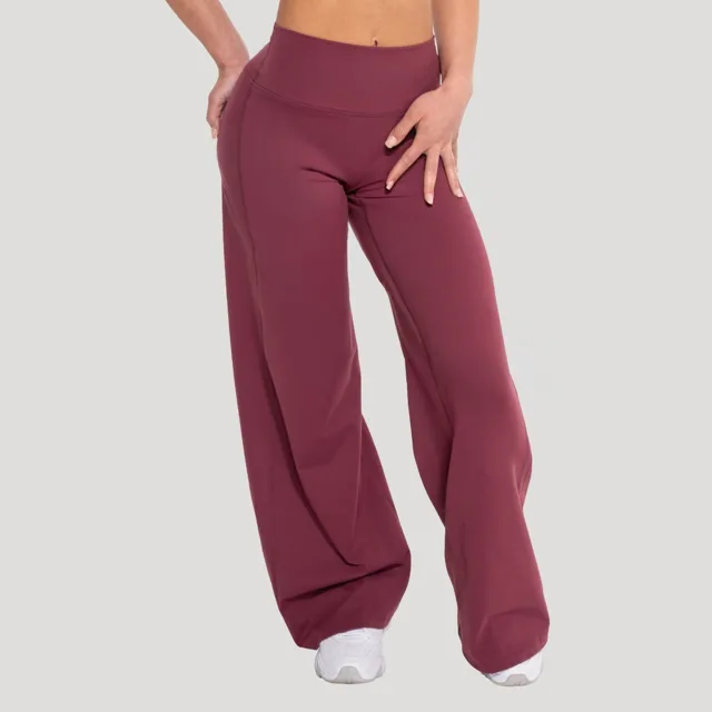 GymBeam Dámské kalhoty Straight Flow Wine
