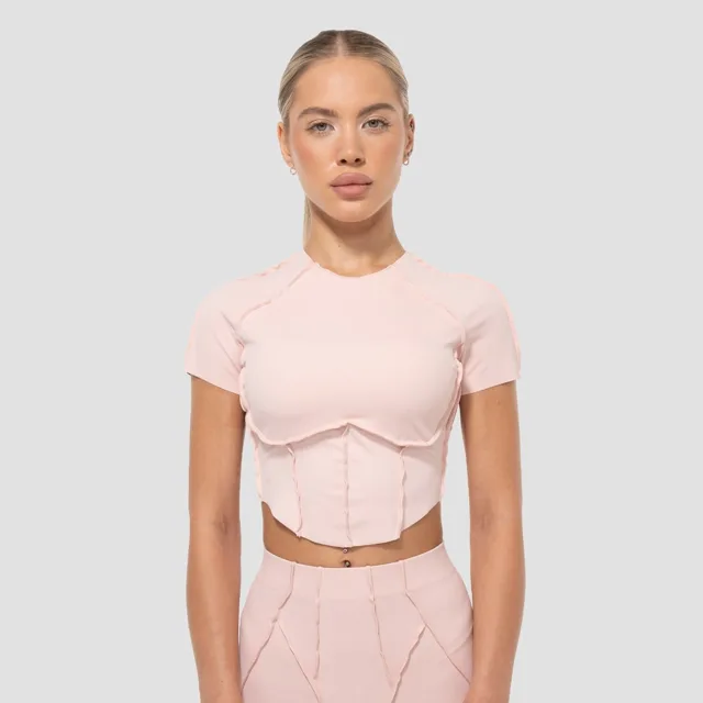 GymBeam Dámské tričko Cropped Cosmo Pink