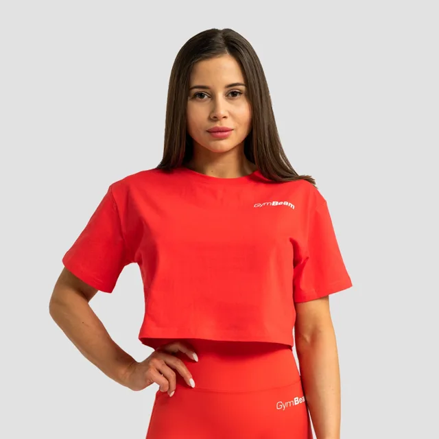 GymBeam Dámské tričko Cropped Limitless Hot Red