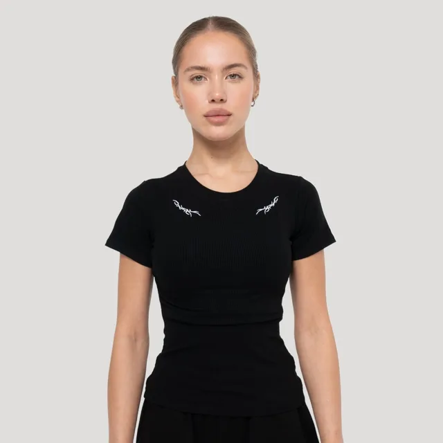 GymBeam Dámské tričko Tribal Ribbed Black