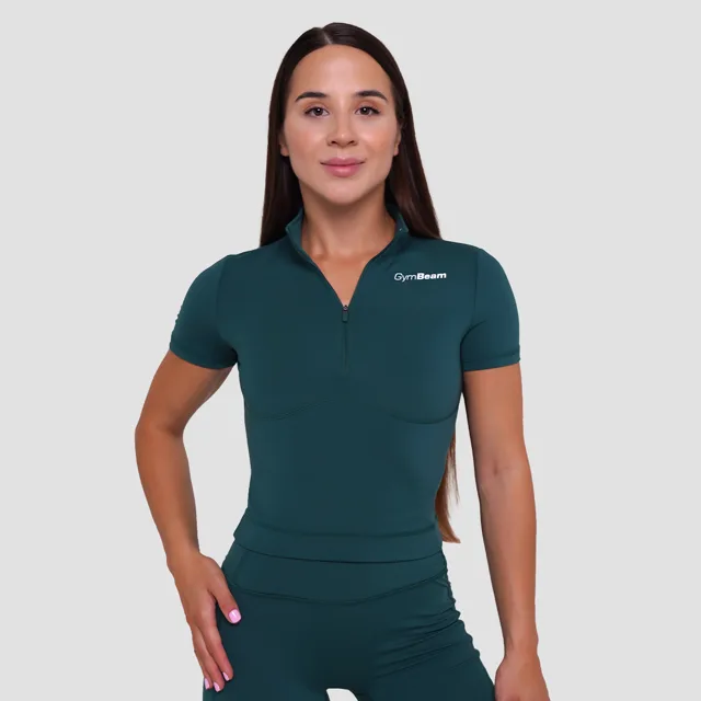GymBeam Dámské triko Cropped Ignite Dark Green