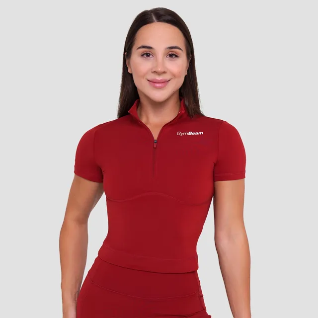 GymBeam Dámské triko Cropped Ignite Dark Red