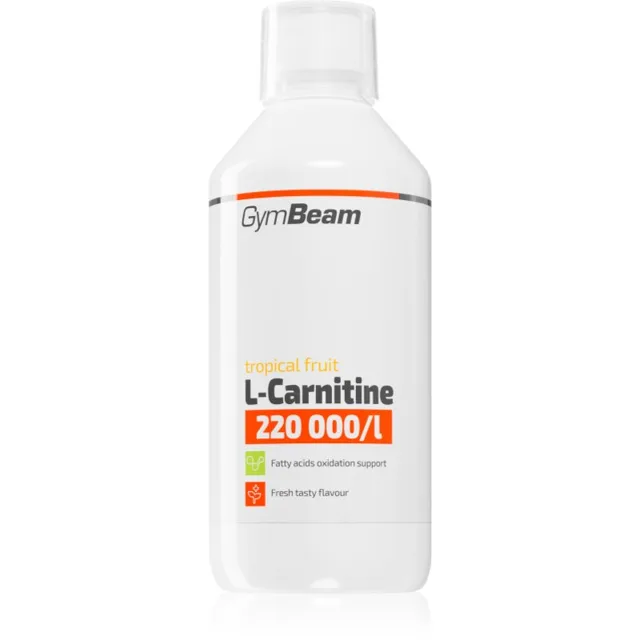 GymBeam L-Carnitine 220 000 mg/l doplněk stravy pro sportovce příchuť Tropical Fruit 500 ml